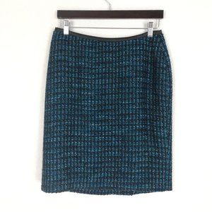 Coldwater Creek Women's Size 8 Metallic Blue Black Tweed Lined Pencil Skirt